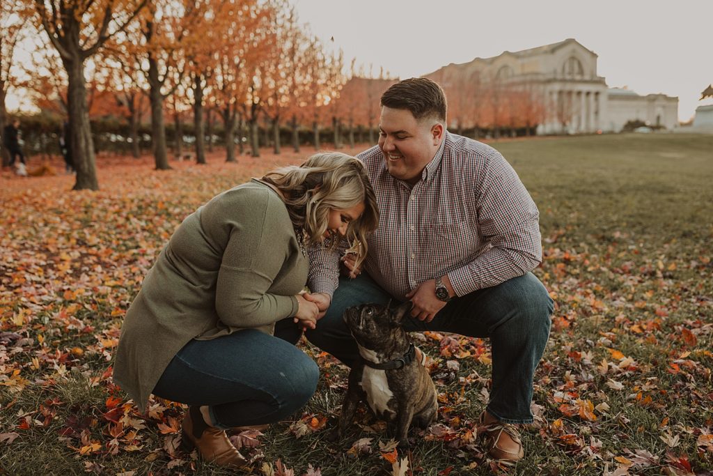 Forest Park STL Engagement Photos with Dog