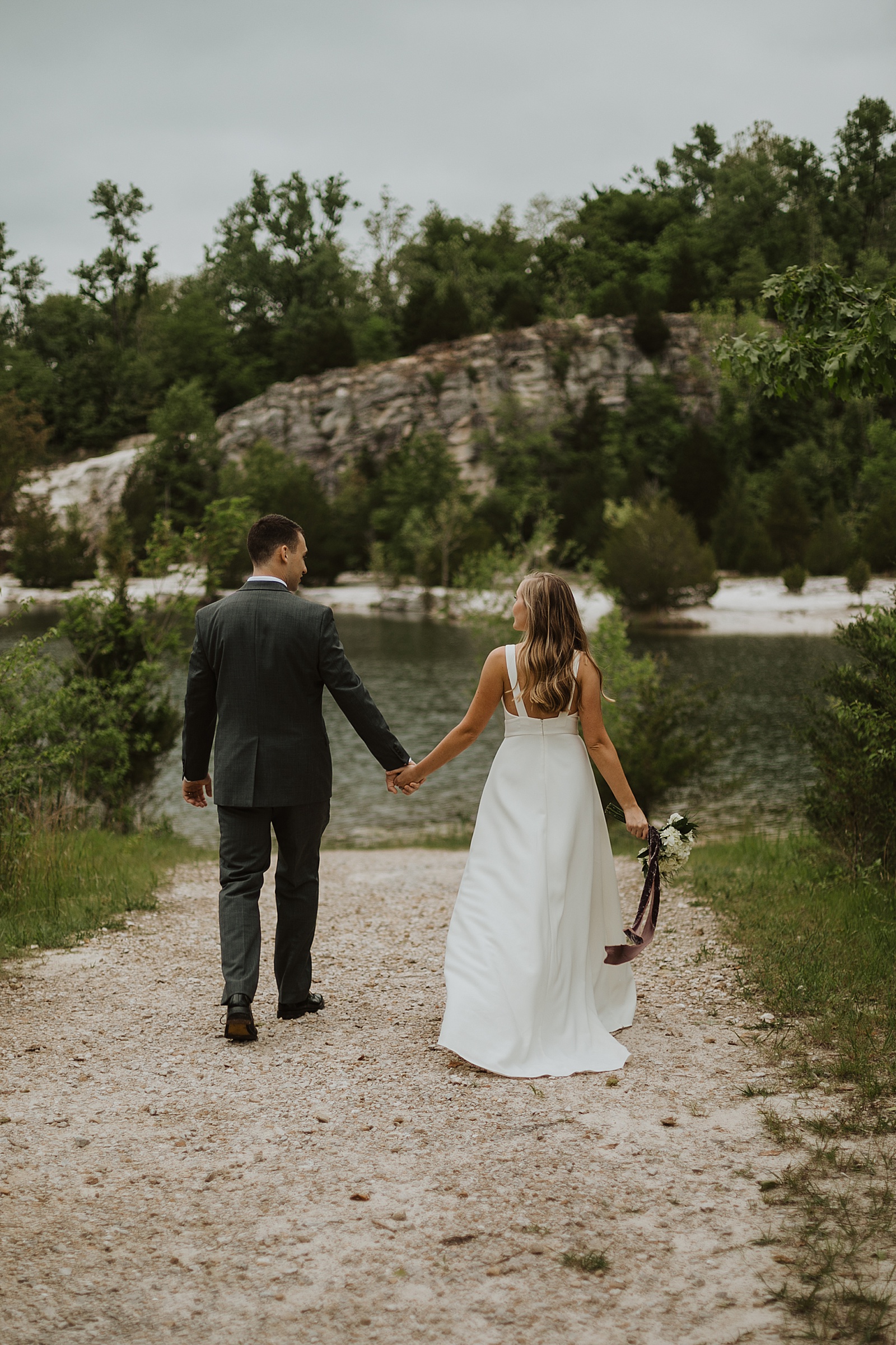 Bride and Groom Walking Together at Klondike Park