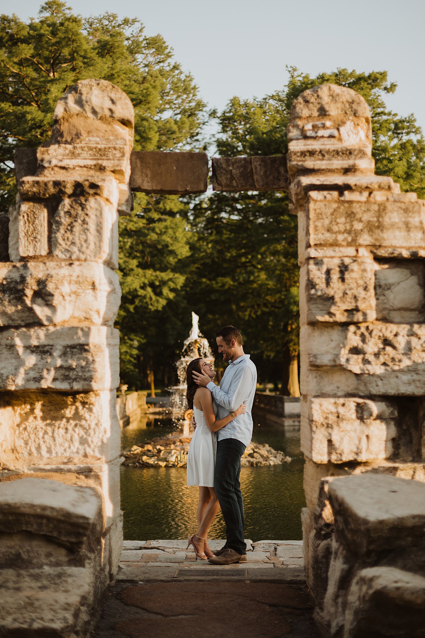 Couple standing together at The Ruins in Tower Grove