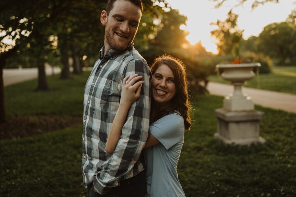 Couple smiling at Tower Grove Park