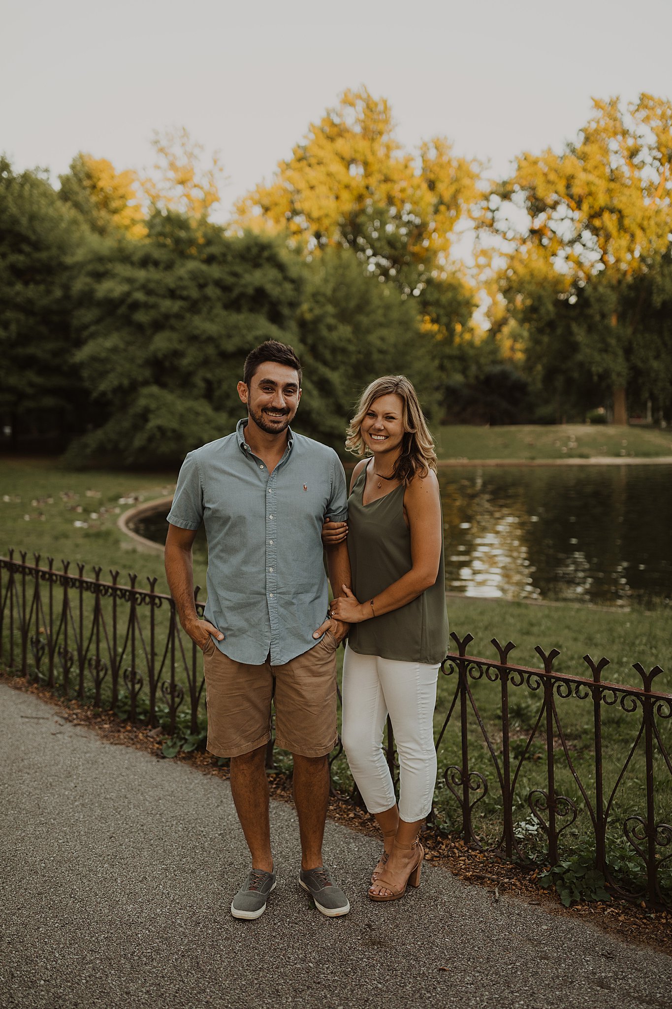 Lafayette Square Engagement Photos | Couple smiling at camera