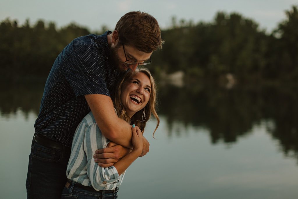 St Louis Engagement Photos | Couple laughing together