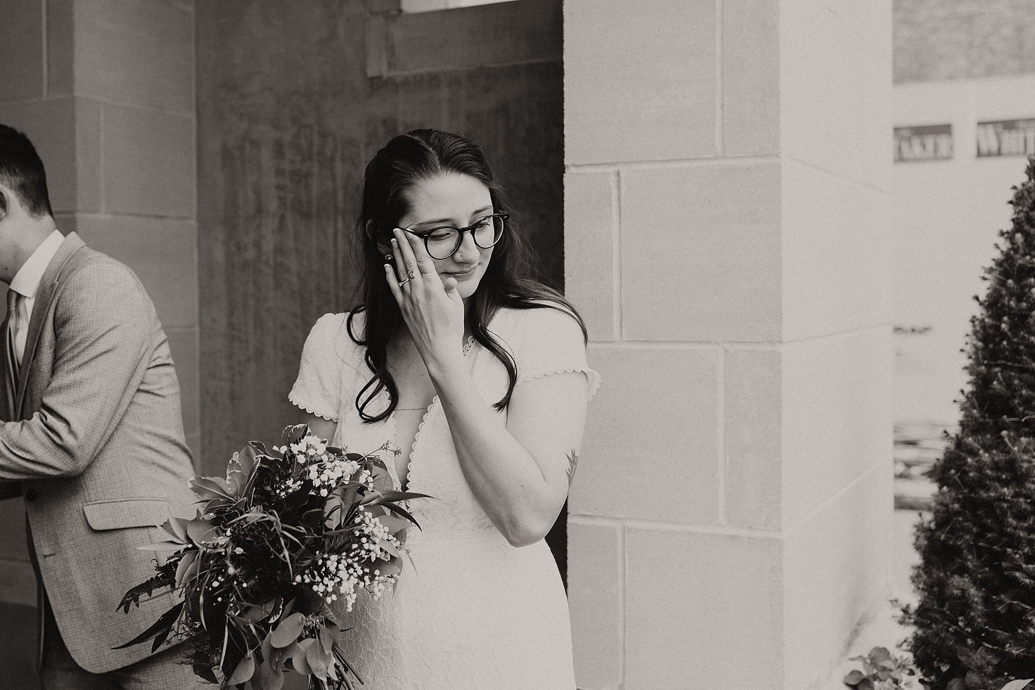 Emotional bride on wedding day