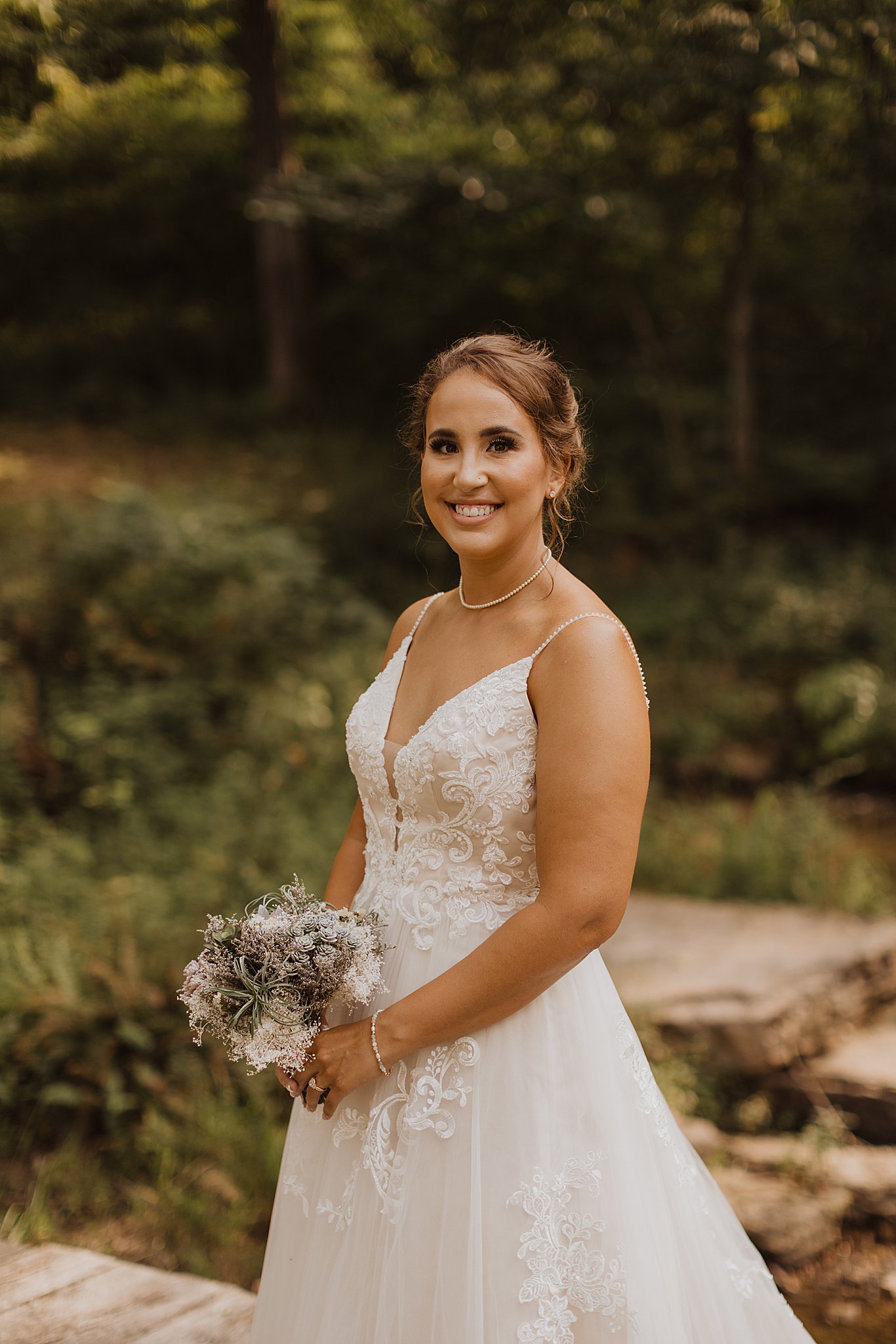 Bride with beautiful dried bouquet