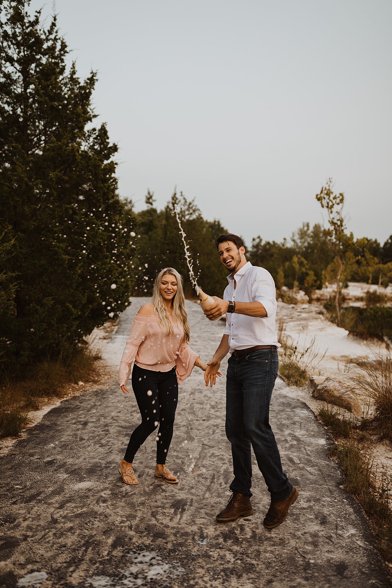 Popping Champagne Engagement Photos