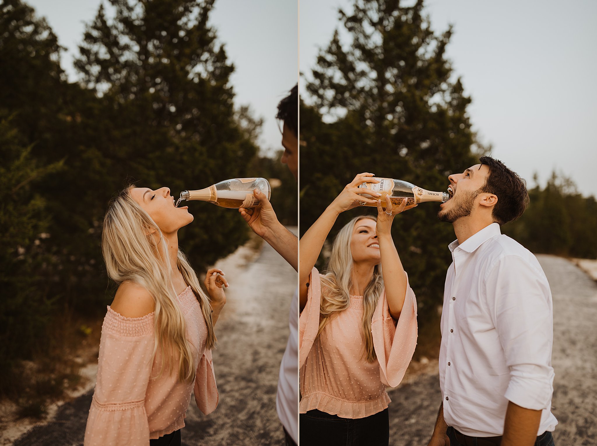 Popping Champagne Engagement Photos