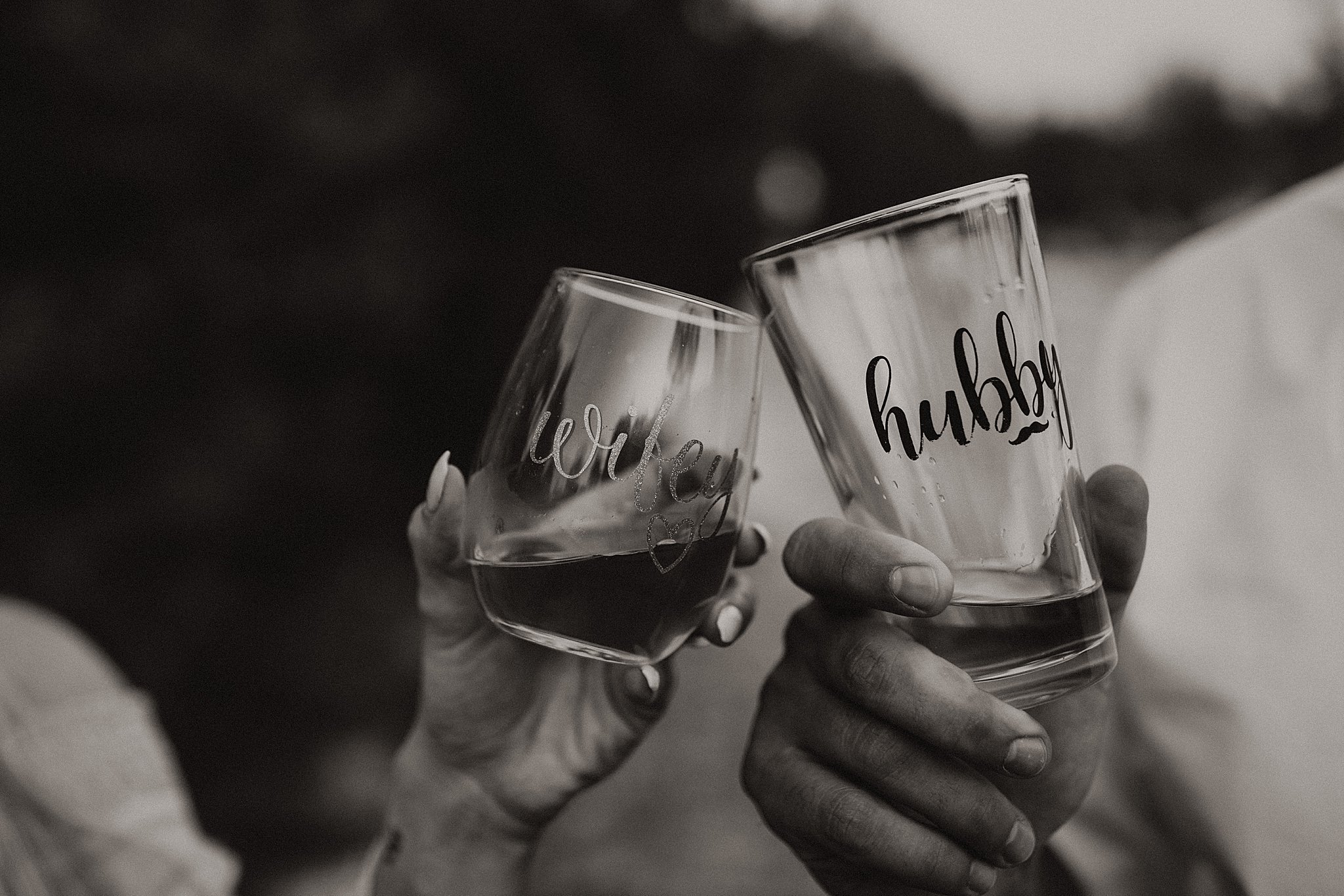 Popping Champagne Engagement Photos | Wifey and Hubby Custom Cups