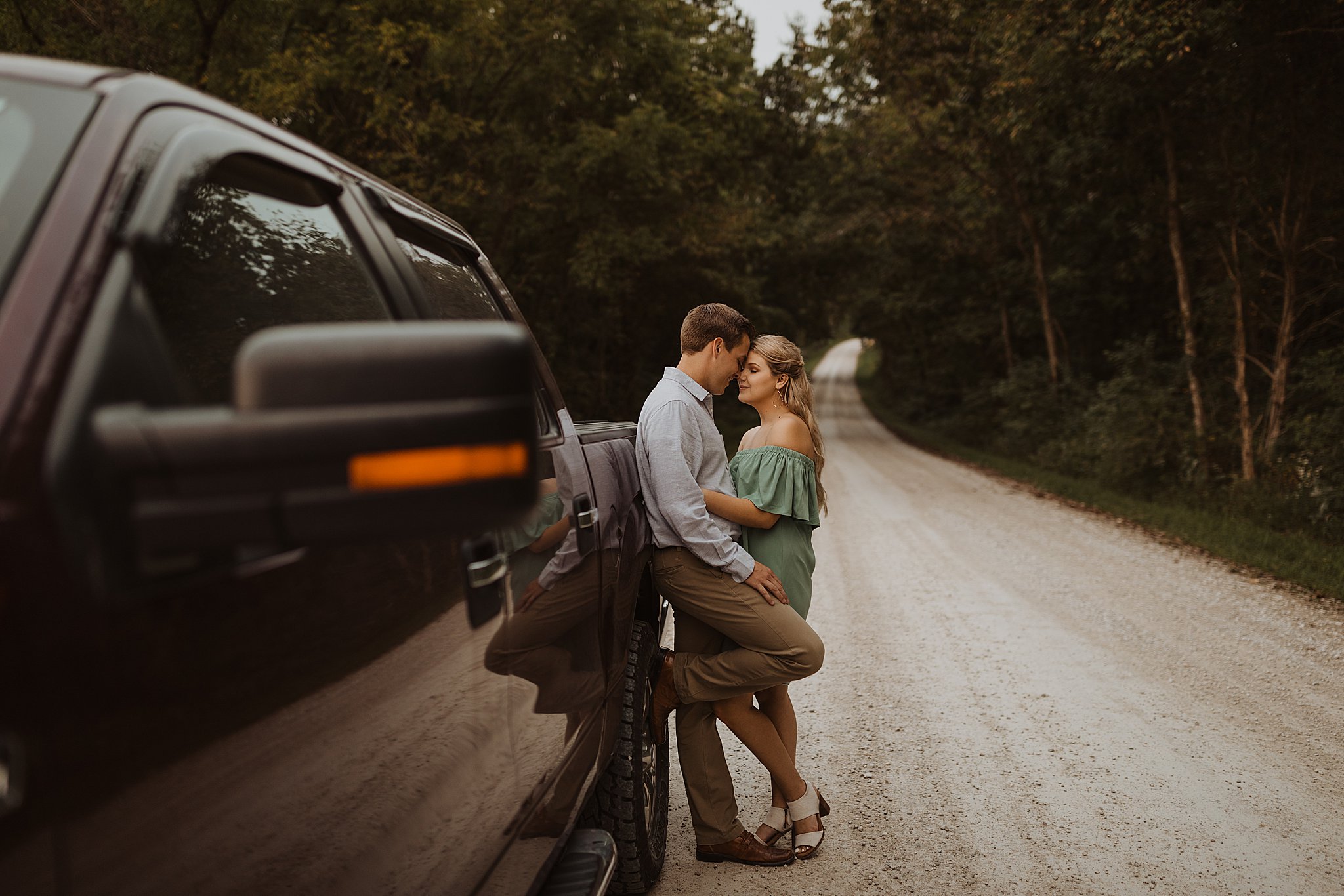 Engagement Pictures by Pickup Truck