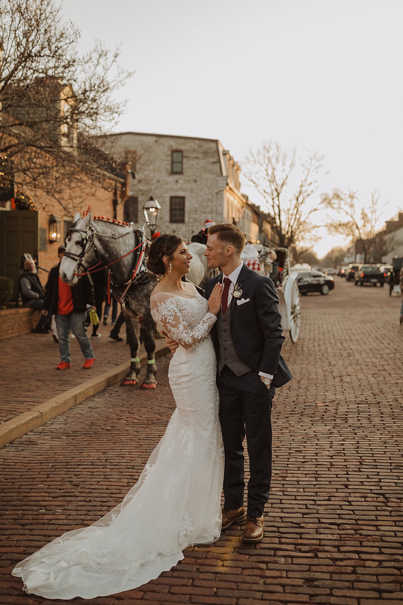 Bride and Groom and Horse Drawn Carriage