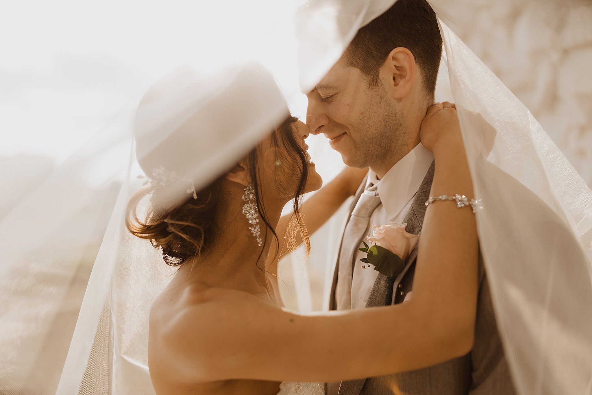 STL Wedding Photos | Couple Under Veil