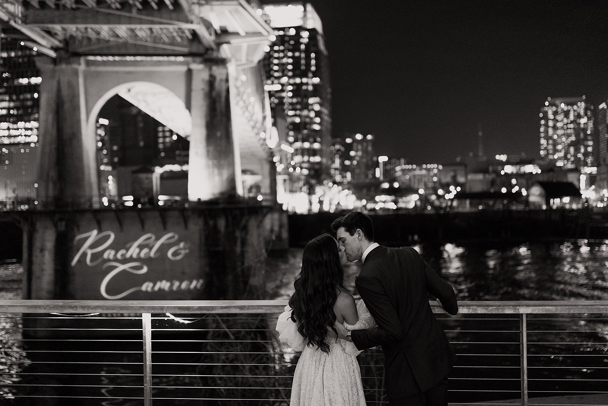 Bride and Groom Looking Over the City of Nashville