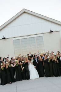 romantic sunset wedding party portraits at Westwind Hills St Louis